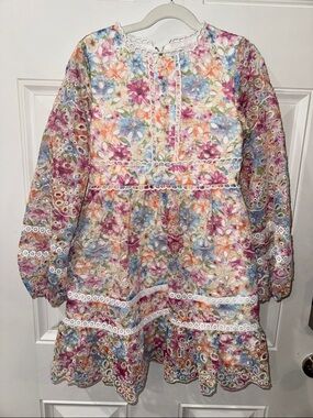 GB girls Floral Eyelet Dress in Pink, Blue, Orange, Green